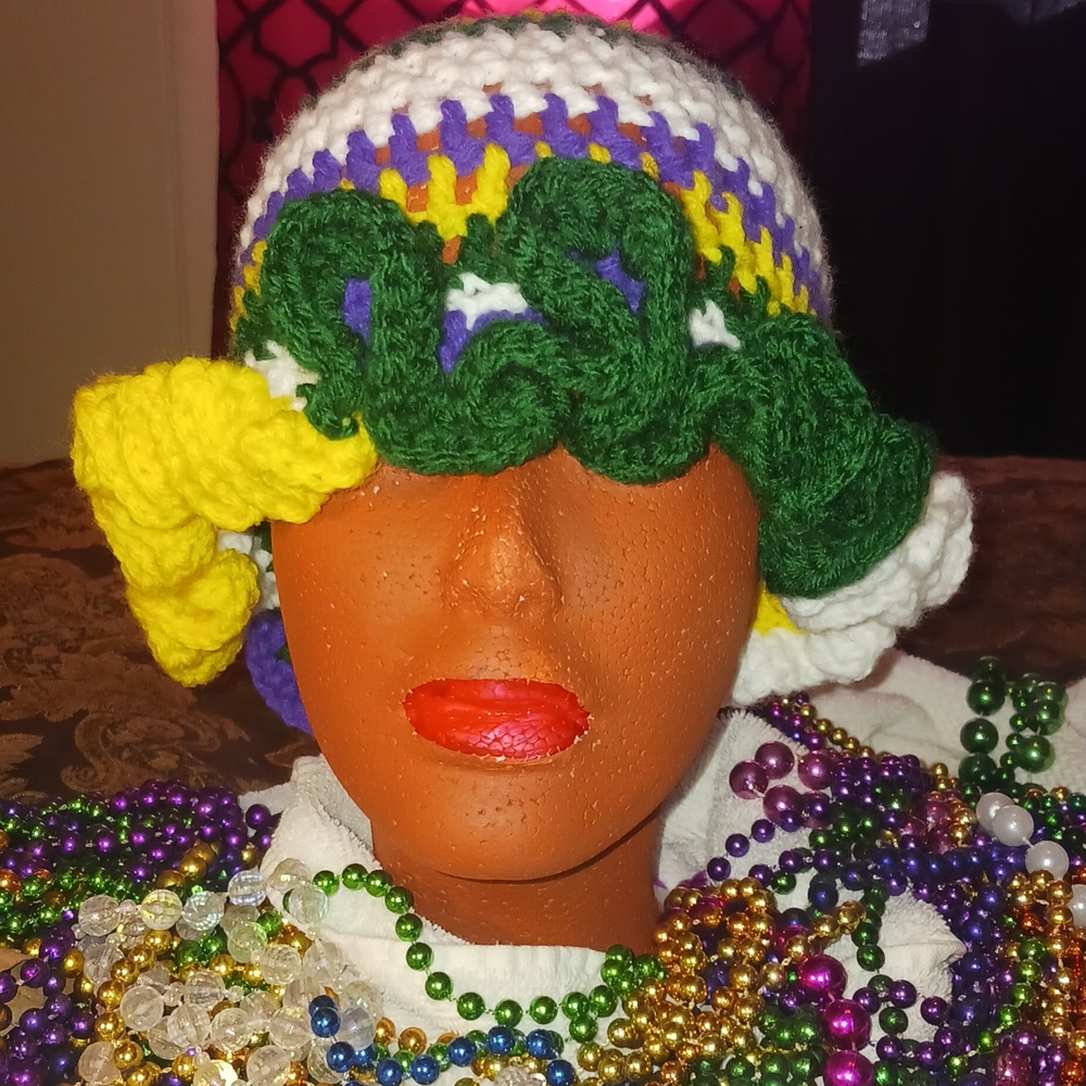 Mardi Gras Colorful Crochet Hat!
